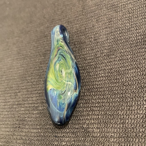 Abstract handmade hand blown glass pendant beautiful multicolor wearable art - Picture 3 of 16